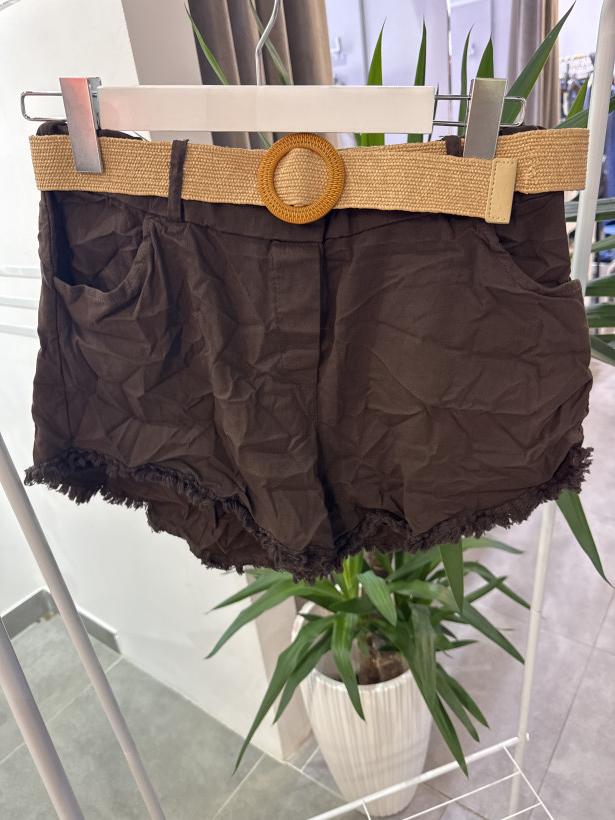 Szorty czekolada z paskiem