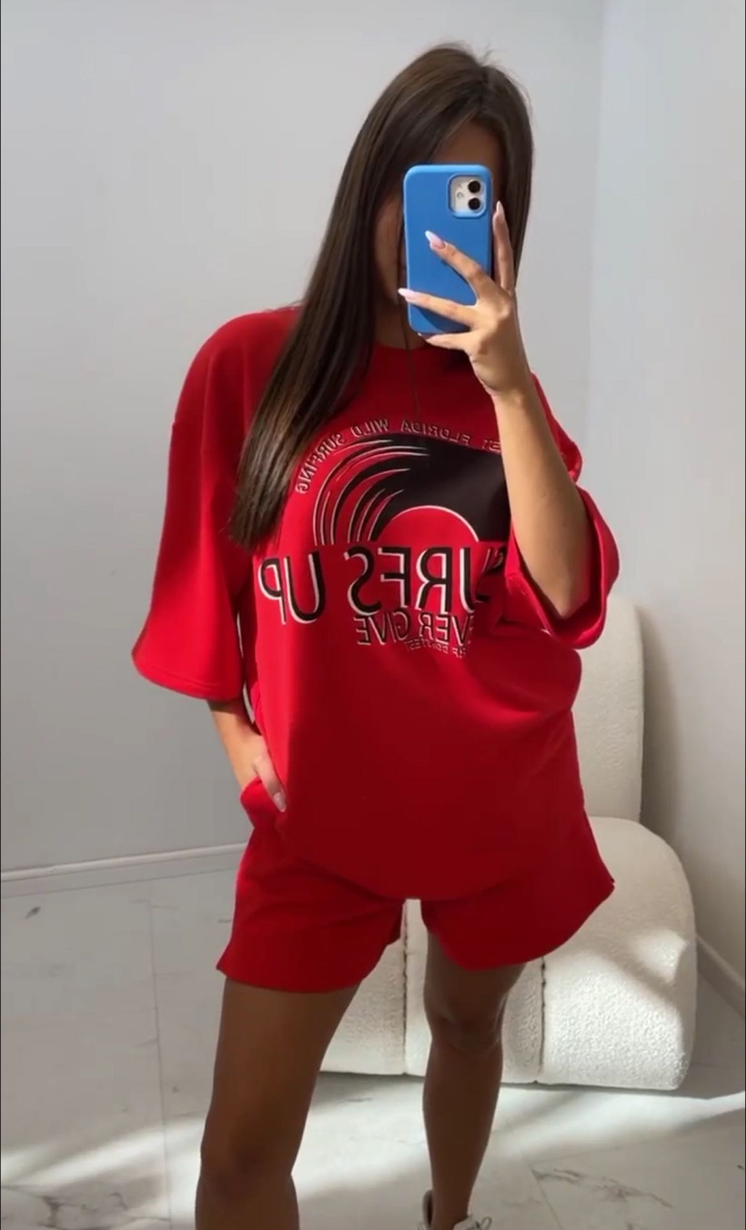 KOMPLET CZERWONY SURF EMO