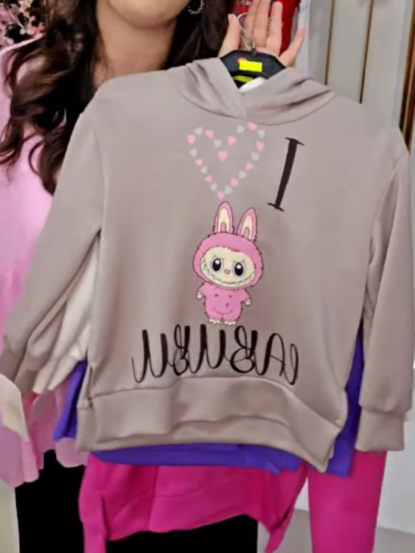 Z Bluza z kapturem 24579A - FANGO -   I LOVE LABUBU
