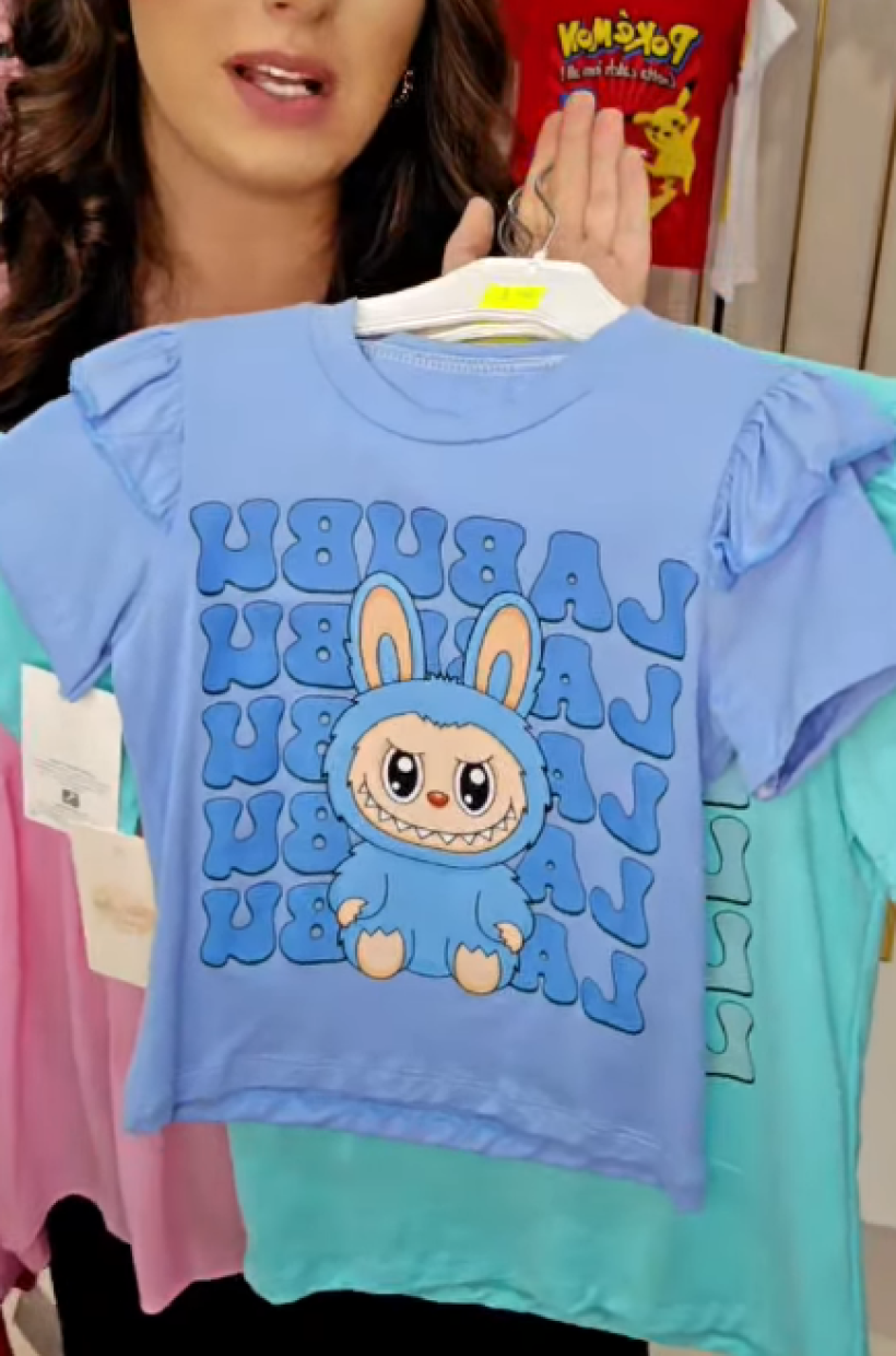 Z Bluzeczka bawełniana falbanka ramiona 25518- BABY BLUE-LABUBU