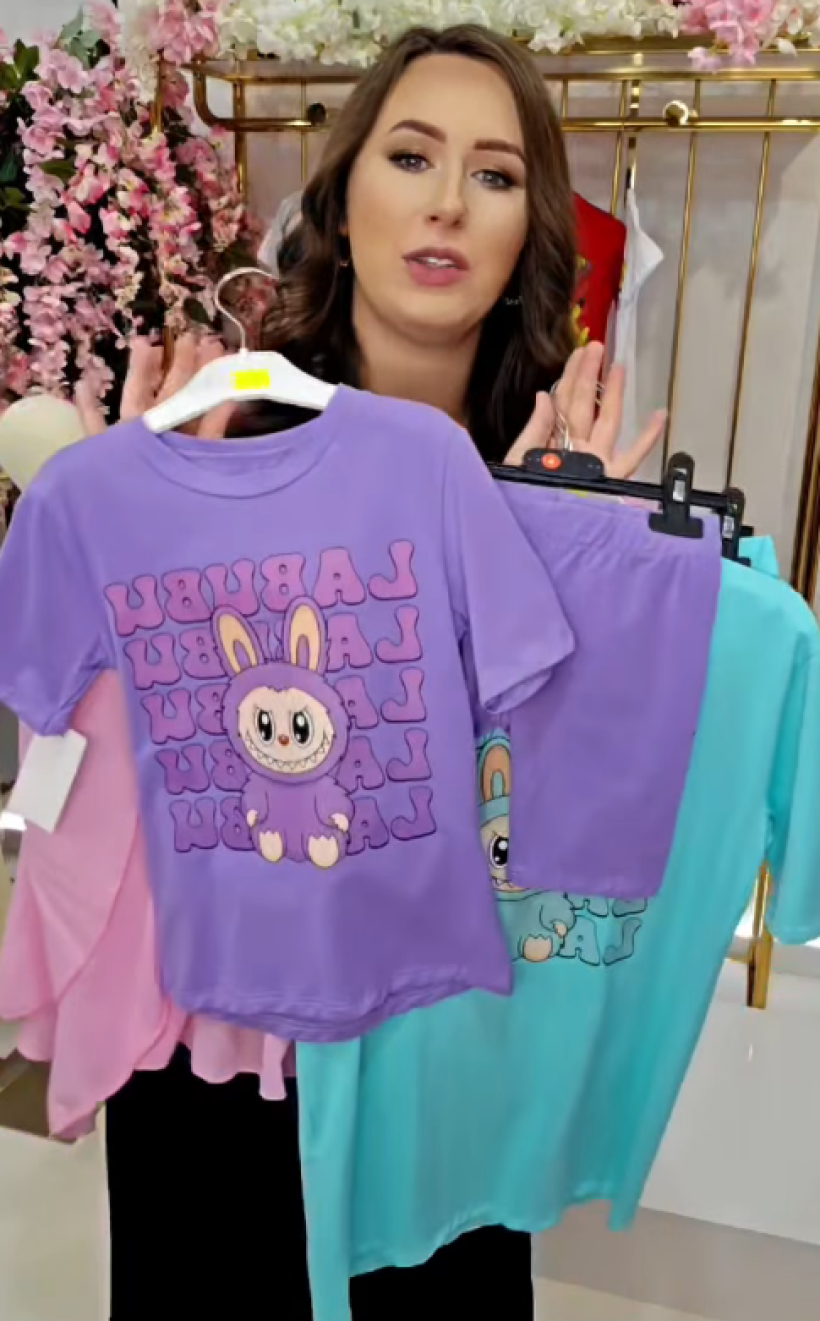 Z Komplet T-shirt  +kolarki 25456-FIOLET - LABUBU