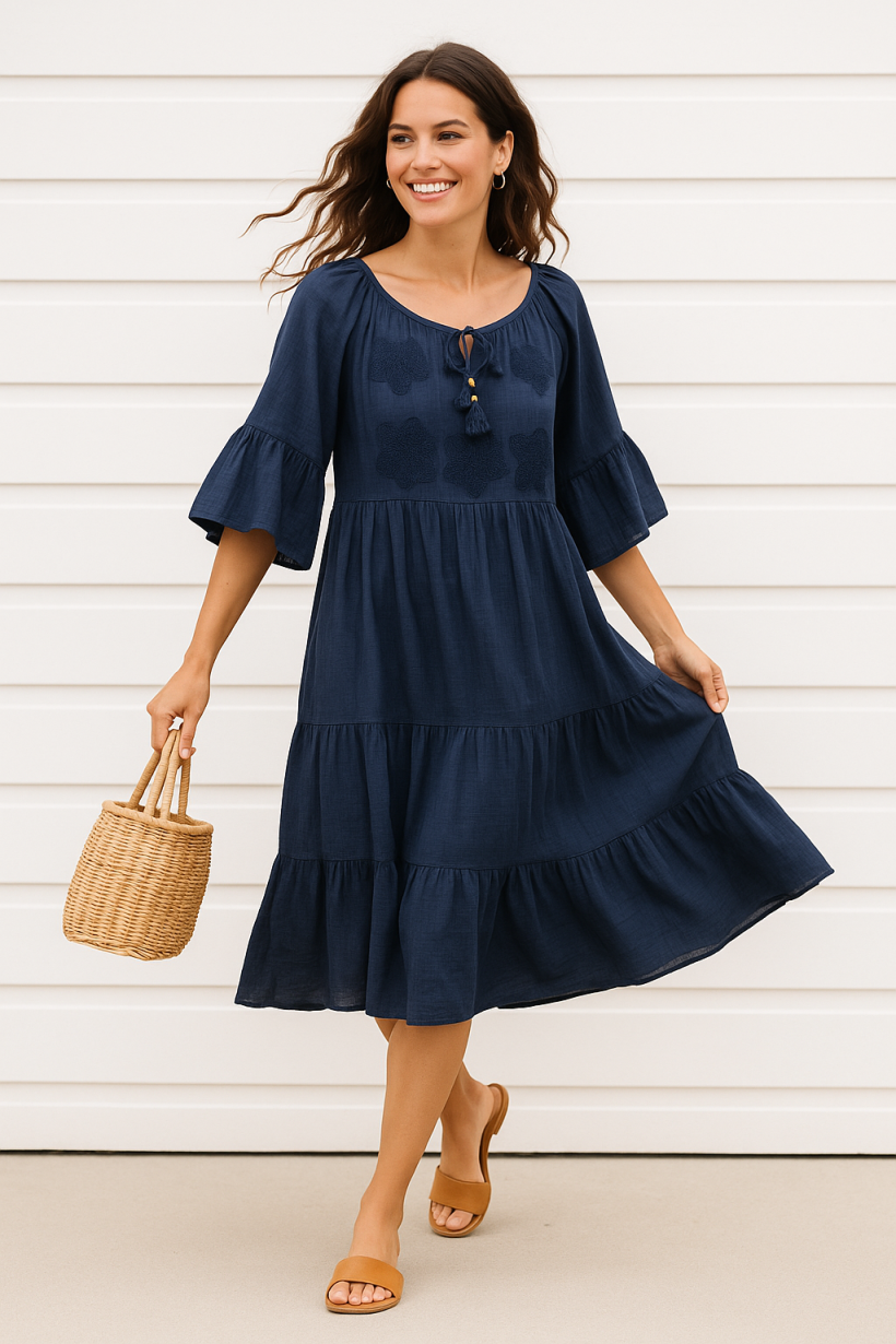Sukienka boho granatowa