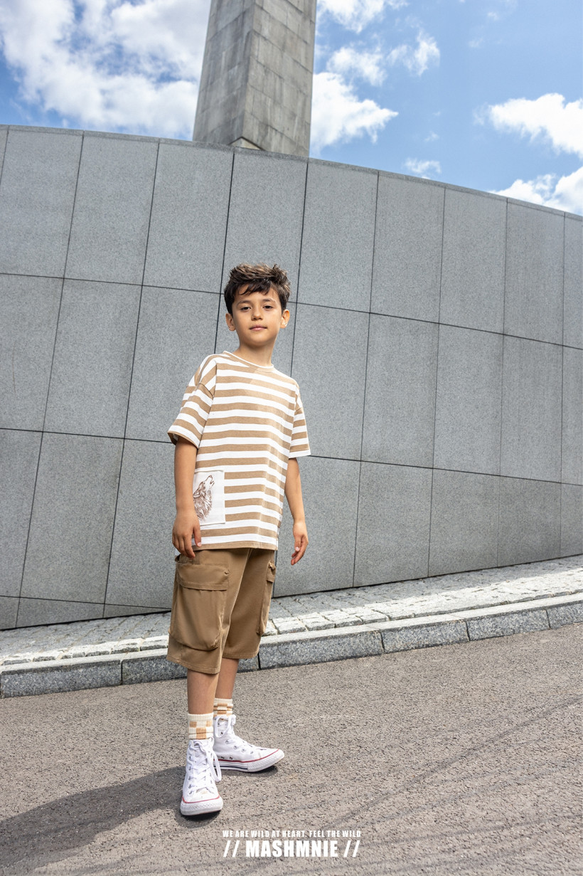 T-SHIRT PASKI BEŻOWE MASH MNIE