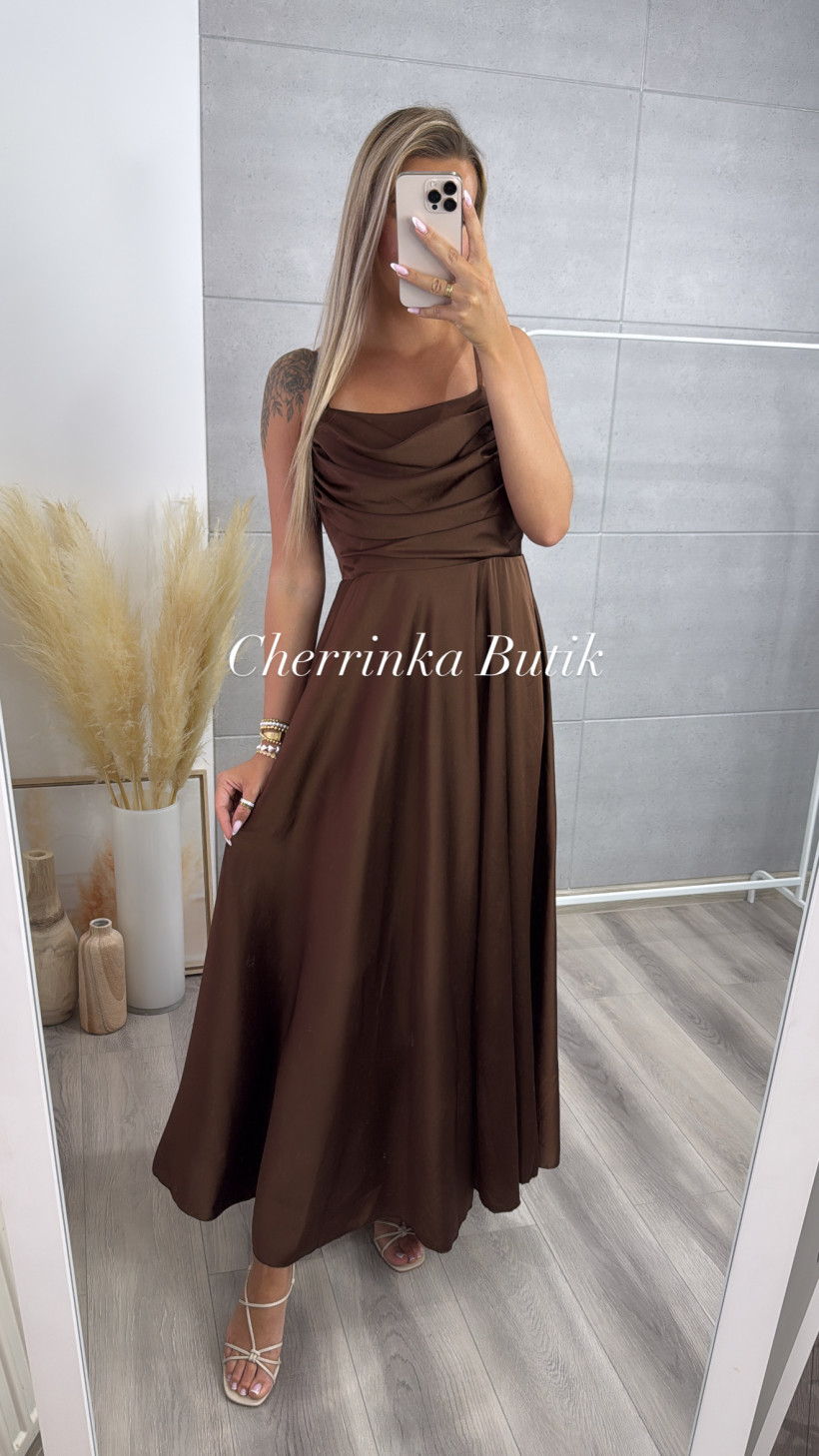 SUKIENKA CZEKOLADOWA SATYNA PREMIUM