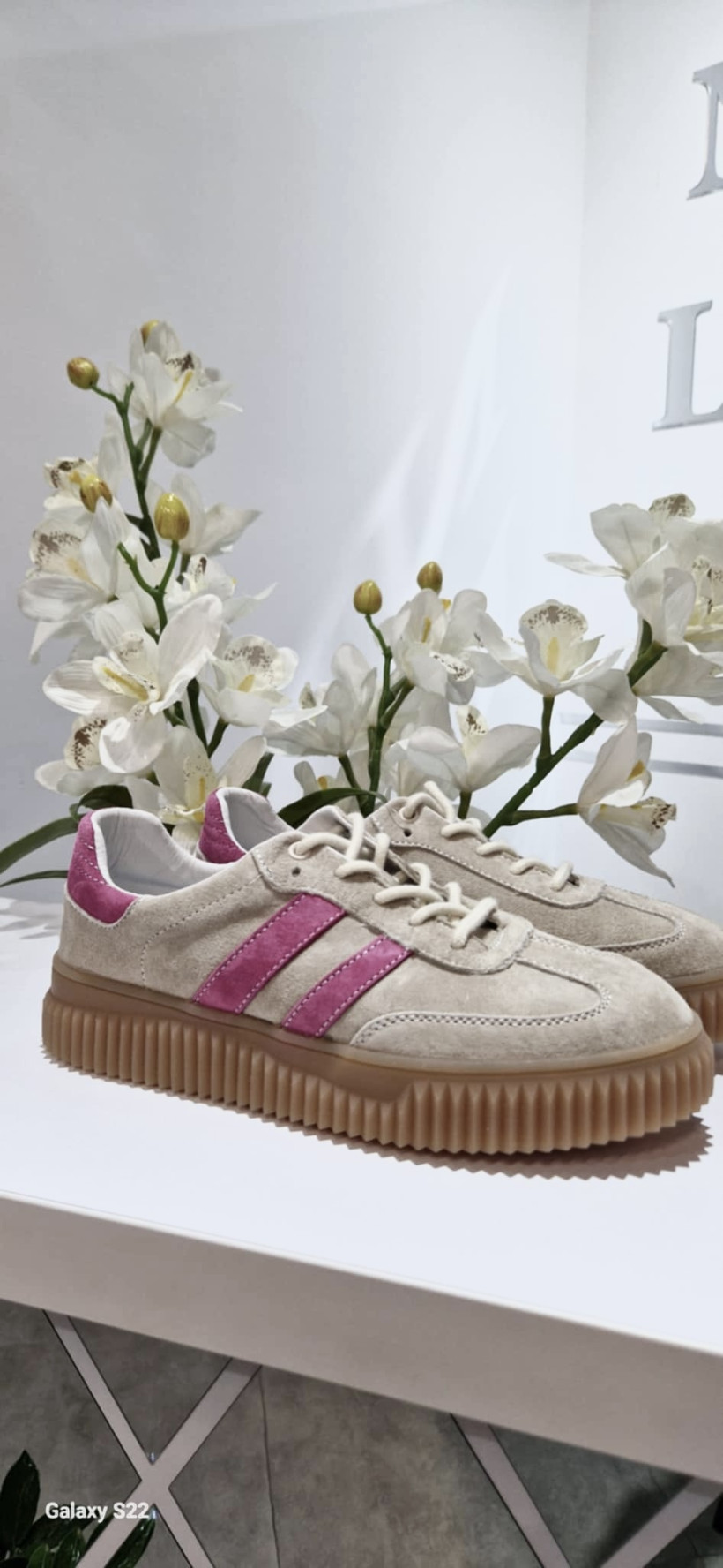 Płaskie sneakersy BEIGE PINK skóra naturalna