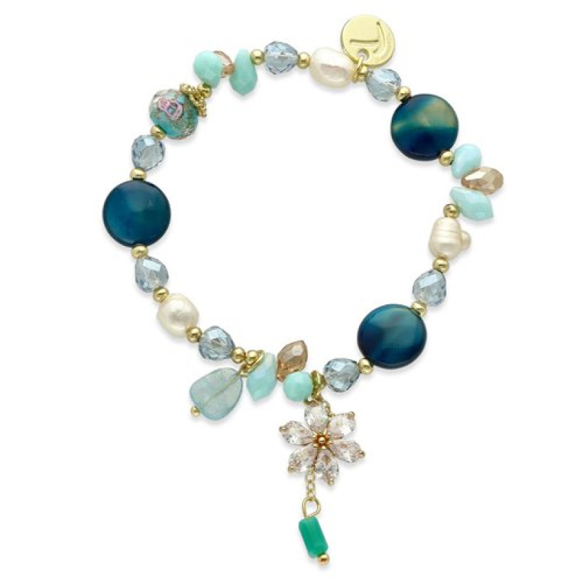 Bransoletka Swarovski Kamienie Turkusowo-Morska B98953
