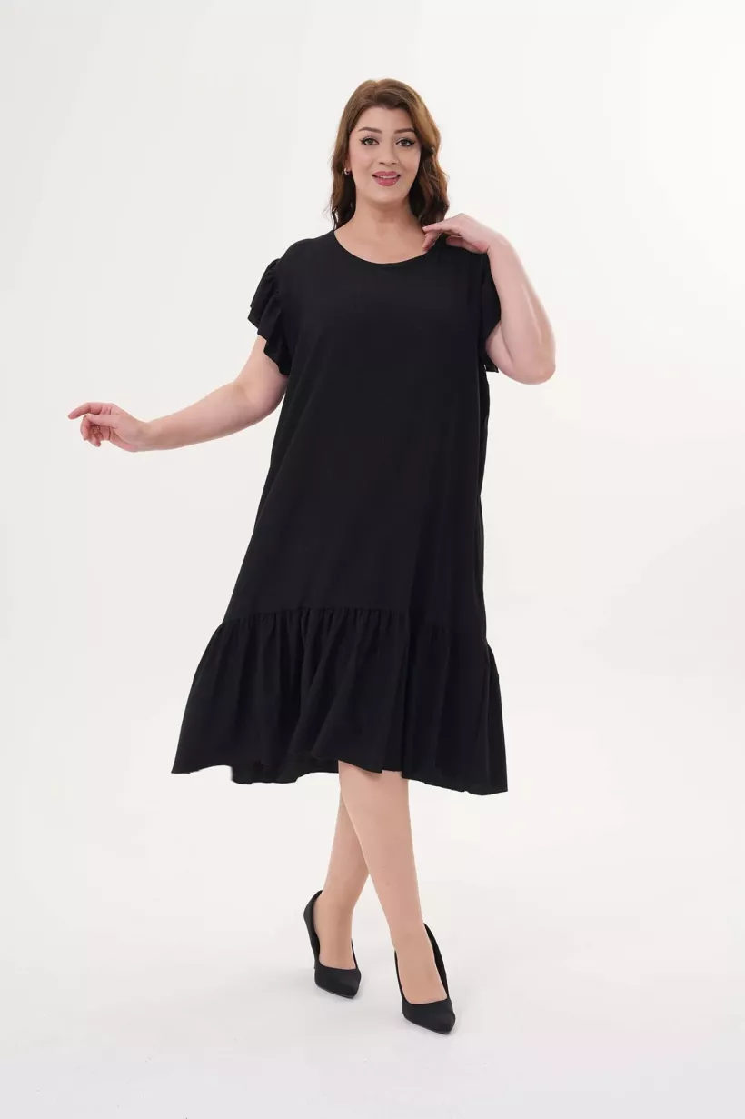 Sukienka Falbana Plus Size Oversize - czarny