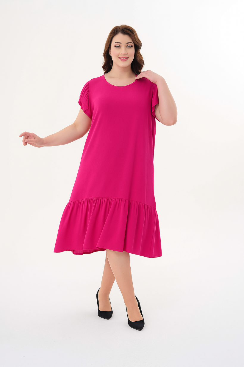 Sukienka Falbana Plus Size Oversize - fuksja