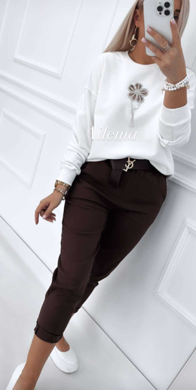 Bluza Mint ab1910 kwiatuszek z kamyczków