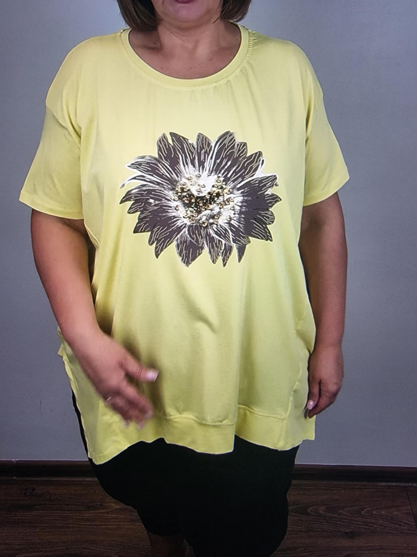 Tunika jednokolorowa, kwiat - fs - 60403 - żółta - promocja