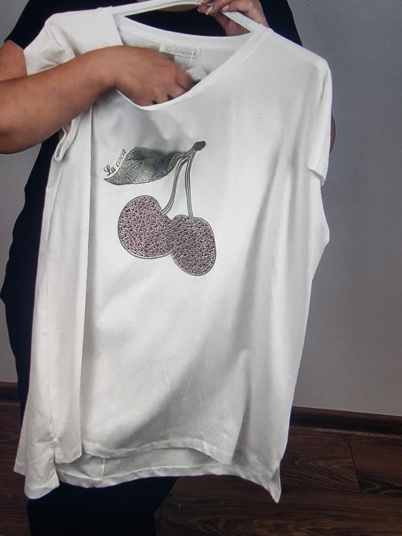 Tunika jednokolorowa, wiśnie - fs - 60447 - biała - promocja