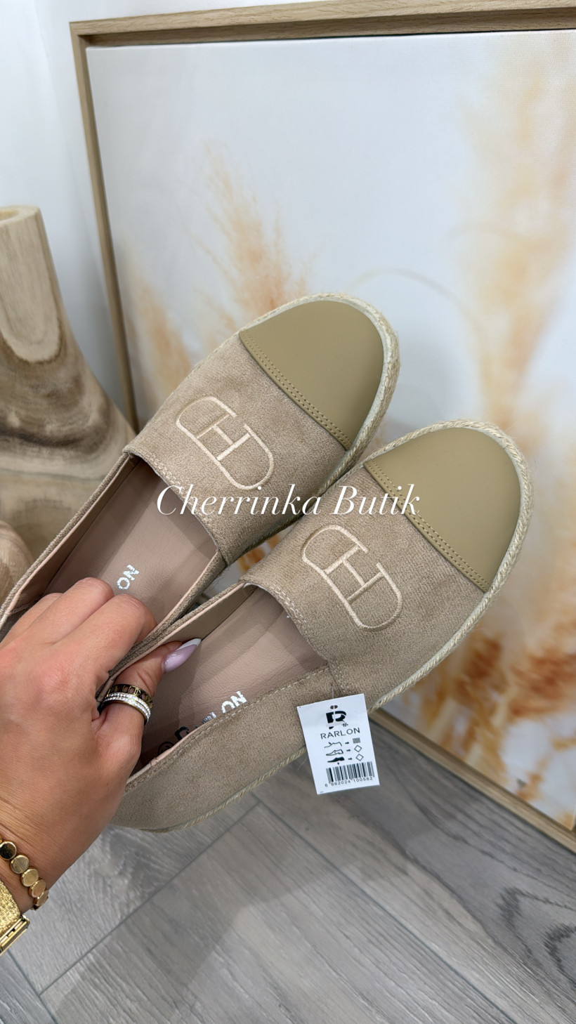 BEŻOWY ZAMSZ - ESPADRYLE PODESZWA BOHO