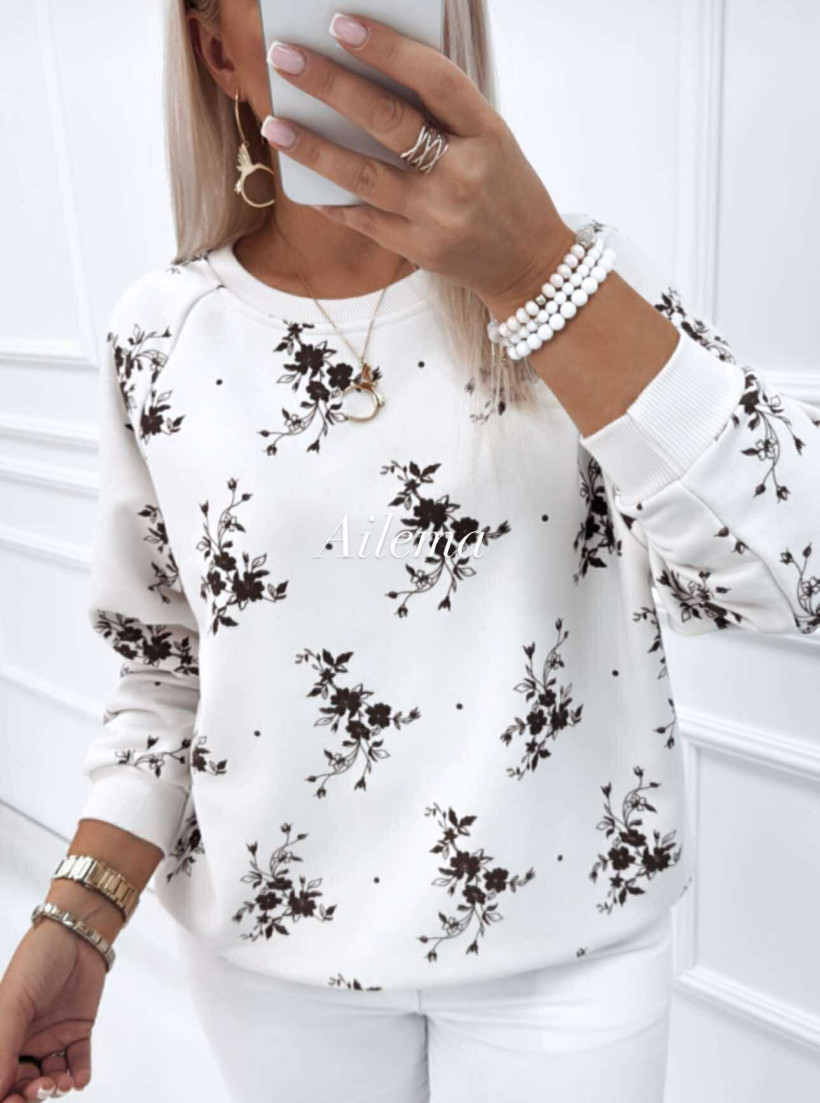 Bluza Bocca ab1923 kokos w drobne czekoladowe kwiatuszki