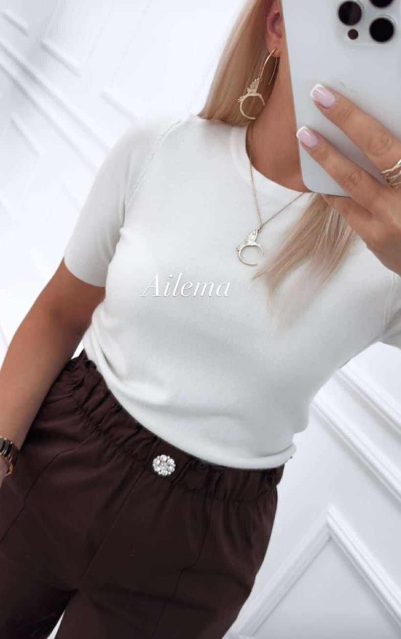 Sweter Bluoltre NB85147A gładki, krótki rękaw