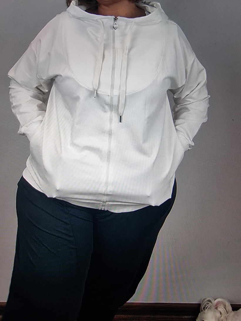 Bluza na zamek z kapturem - veso - 8280 - biała- promocja
