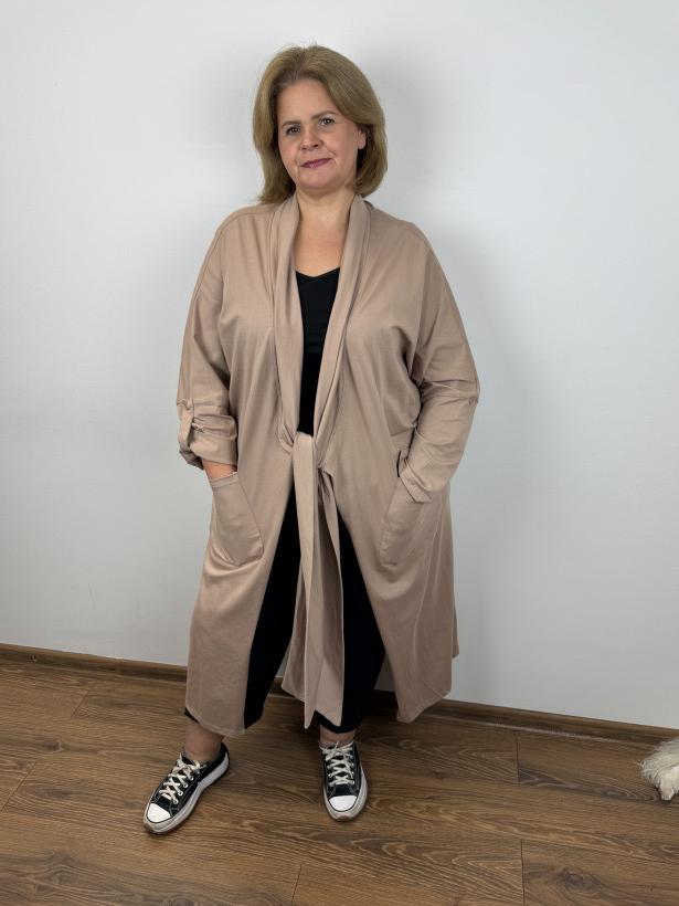 Narzutka wiązana z przodu z kieszeniami - zentex - 6790 - beż- promocja