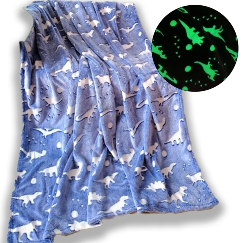 Koc świecący w ciemności 150x200cm dino