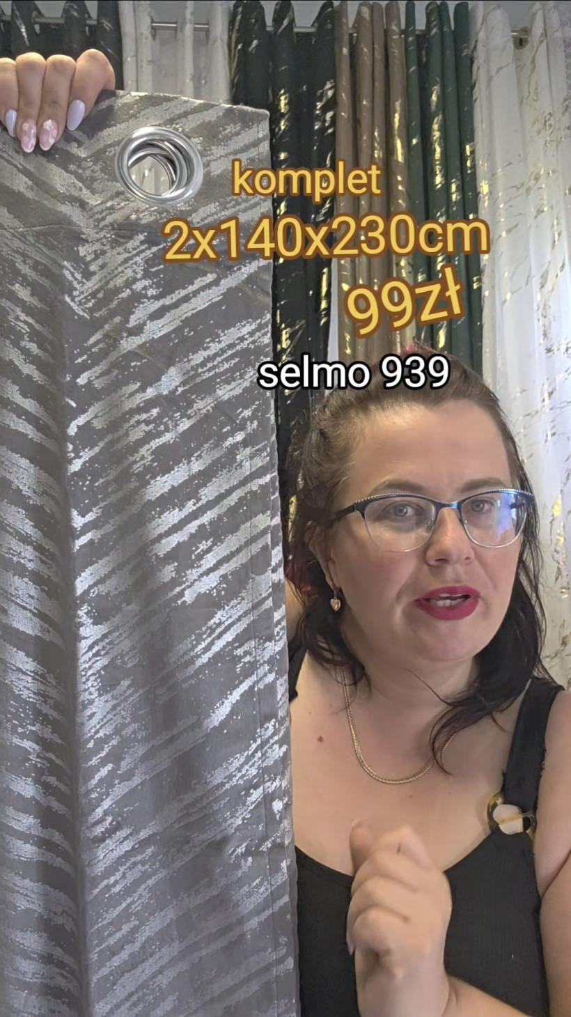 Zaslony komplet 2x 140x230 welur szare zygzaki