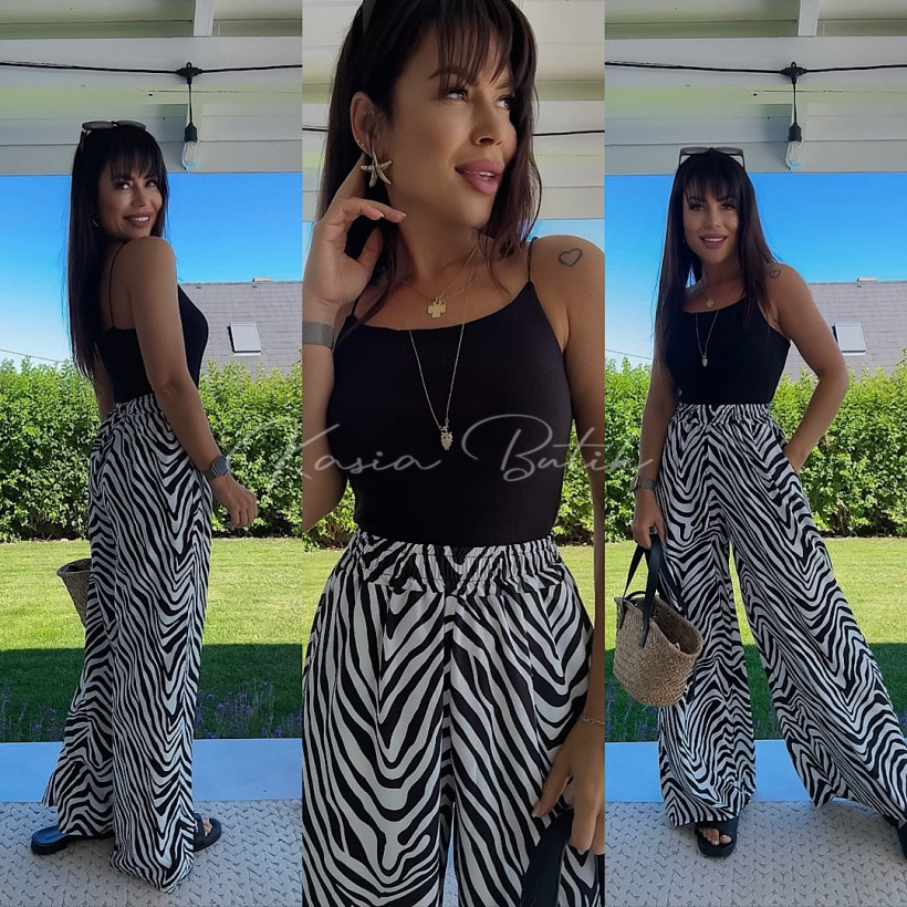 Spodnie Cansas Prosta Nogawka Zebra