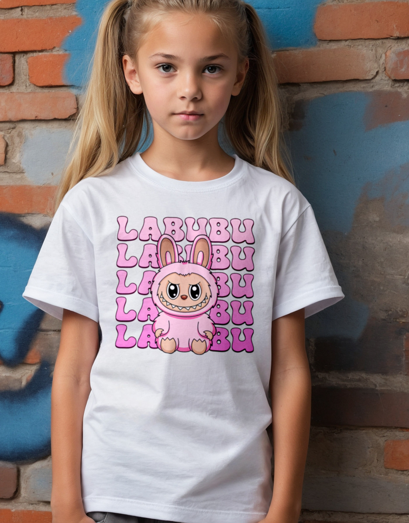 ZA T-shirt BIAŁY - LABUBU jasny róż