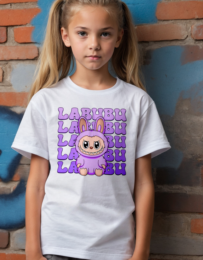 ZA T-shirt BIAŁY - LABUBU lila
