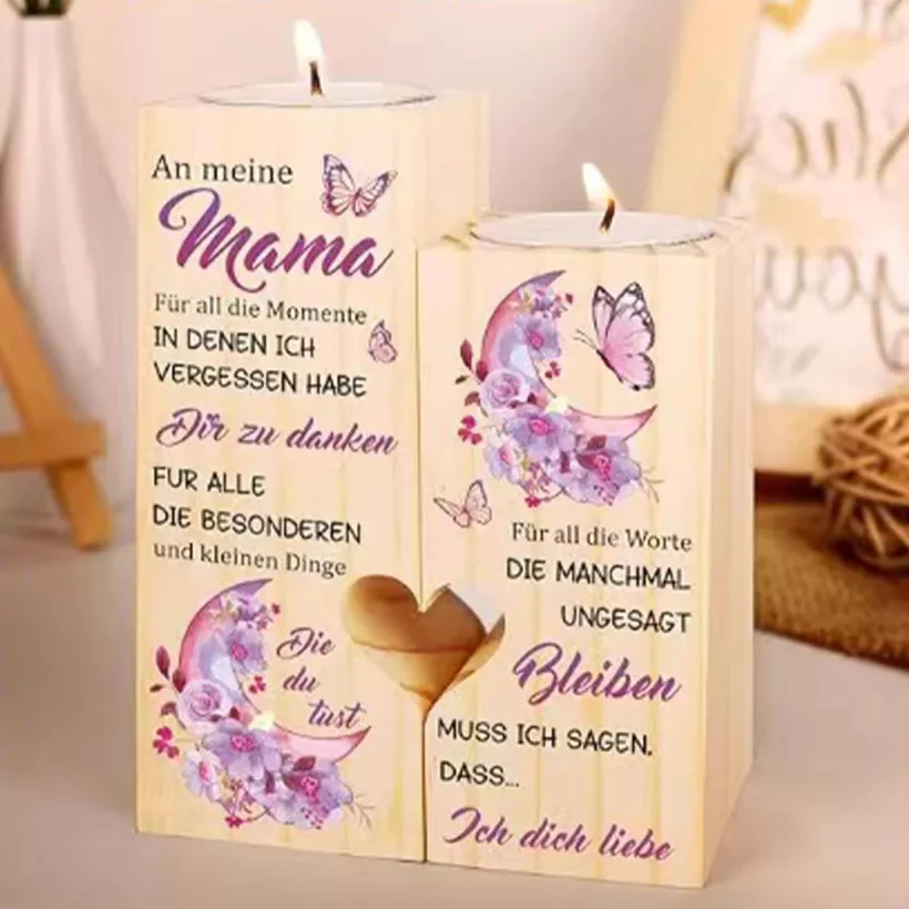 komplet 2 szt drewnianych świeczników