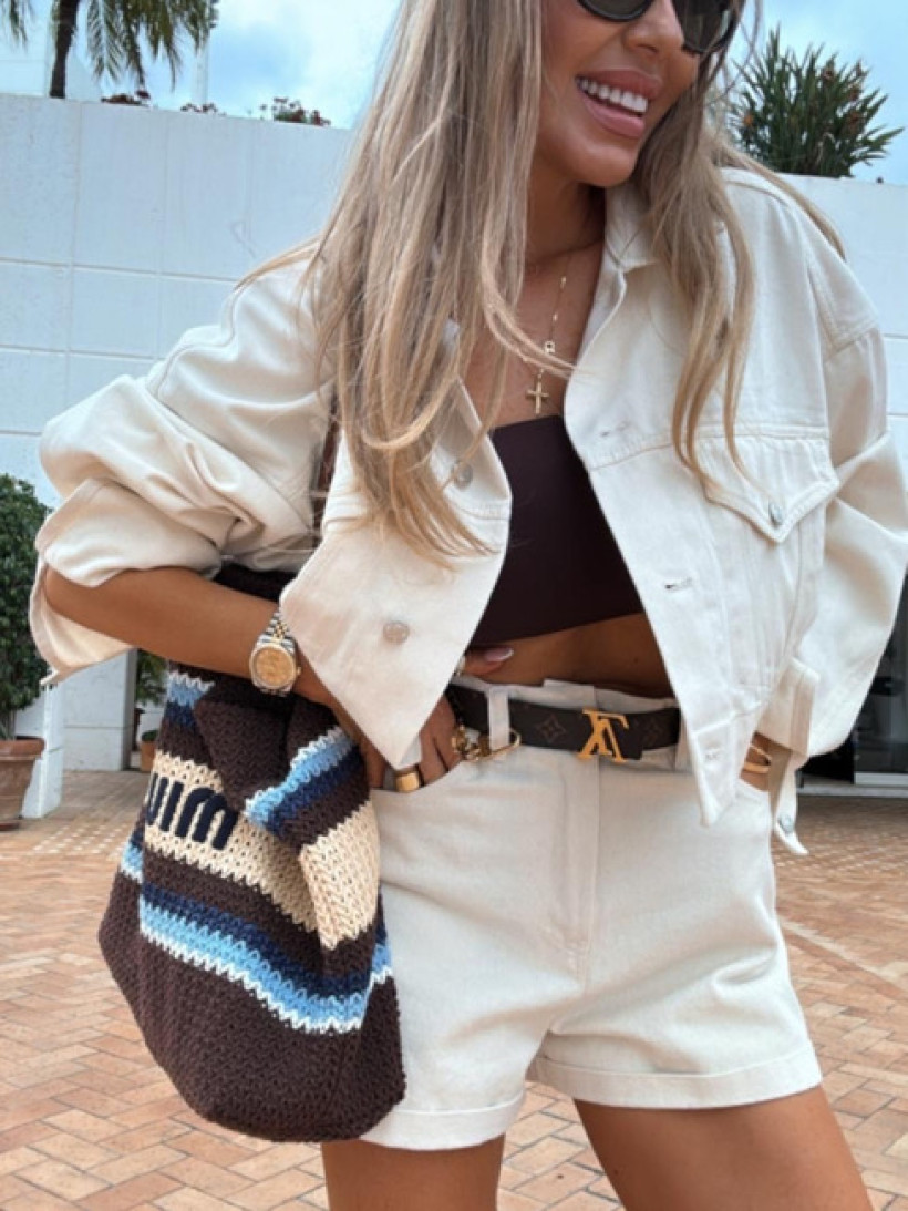 EMO szorty jeansowe beż