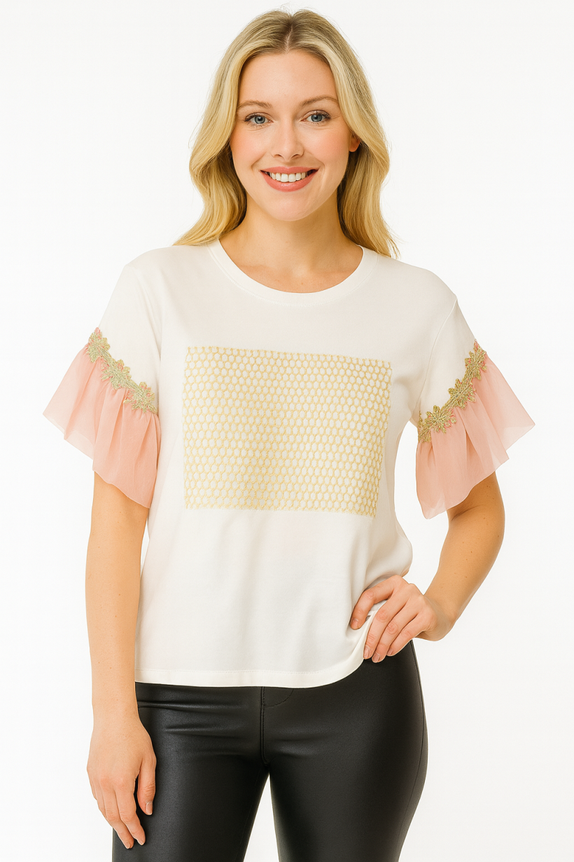 KNT/BLUZKA SZYFONOWY RĘKAW