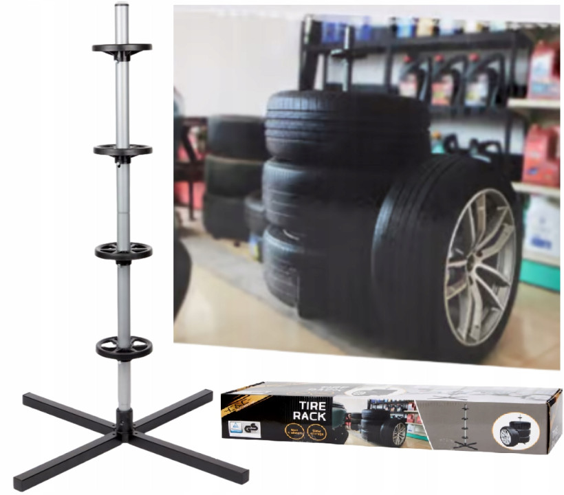 STOJAK WIESZAK REGAŁ NA 4 KOŁA OPONY FELGI SAMOCHODOWE DO GARAŻU DUŻY MOCNY