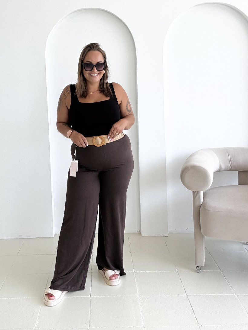 Spodnie wiskozowe Mort czekoladowe