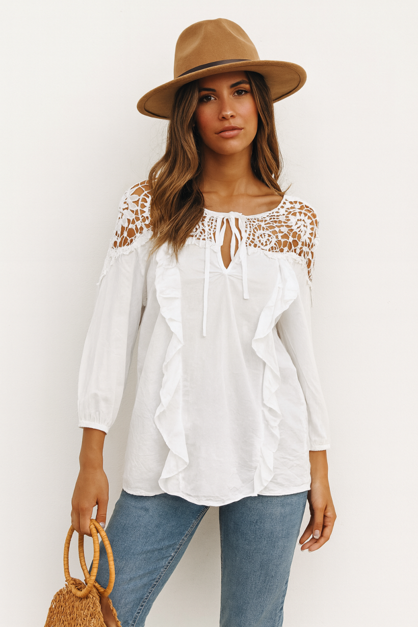 KOSZULA AQUA LIMONE KORONKA FALBANA