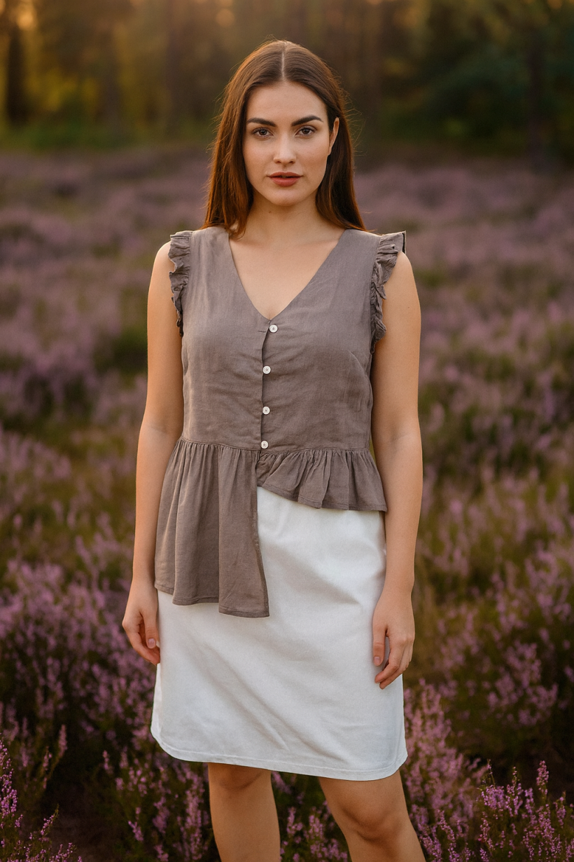 BLUZKA LEN RAMIĄCZKA AQUA LIMONE