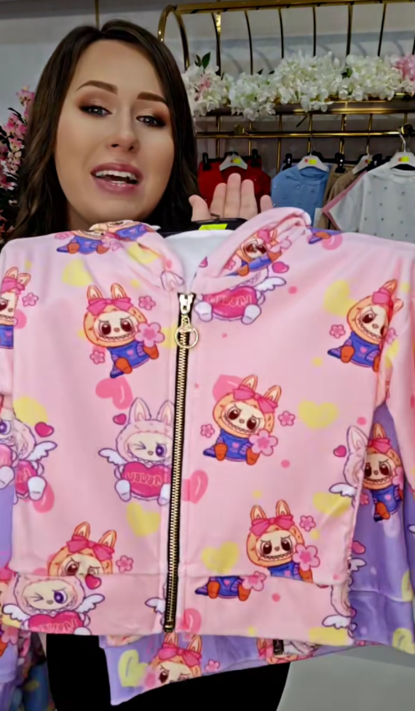 Bluza welur na zamek LABUBU 22500- PUDROWY RÓZ