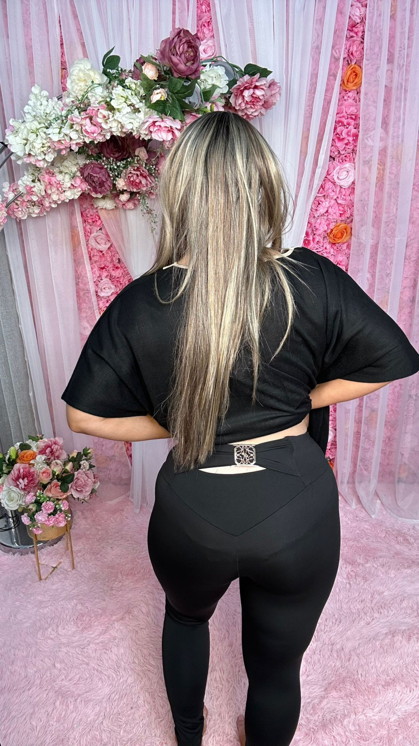 G8468 Leggisny MY LUXE ze złotą klamrą Czarne