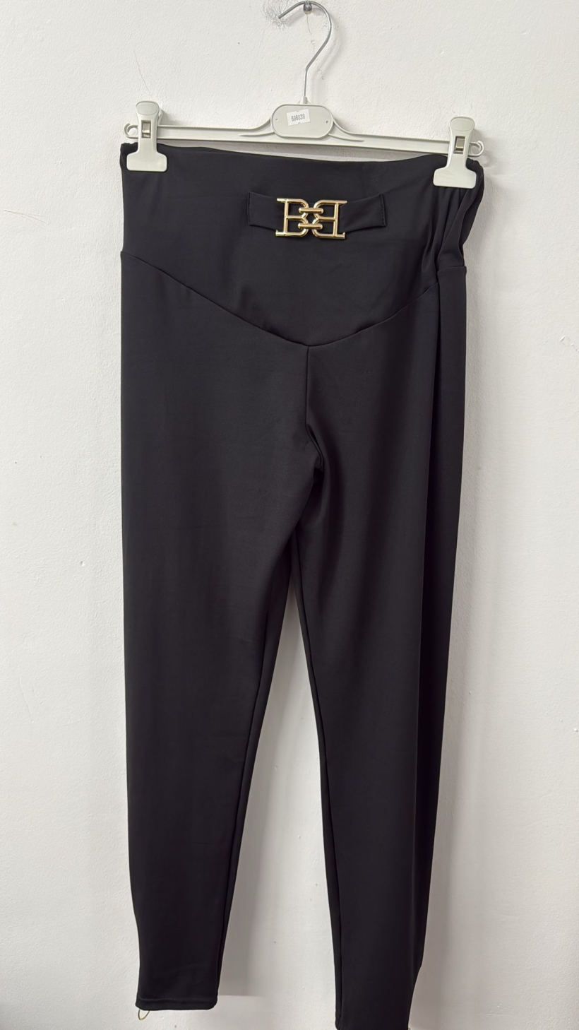 G8475 Leggisny MY LUXE ze złotą klamrą BB Czarne