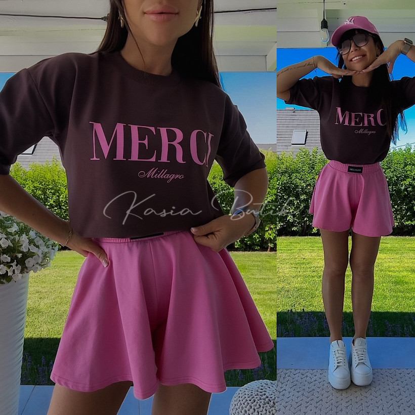 T-shirt Bawełniany Merci Millagro Czekoladowy