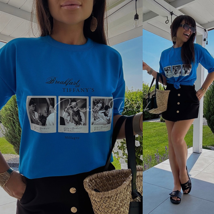 T-shirt Bawełniany Tiffany Millagro Chaber