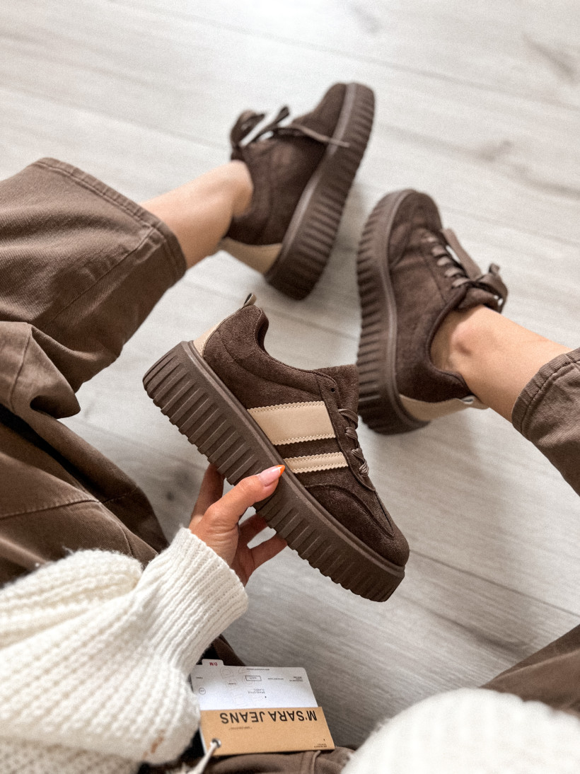 Sneakersy czekolada zamsz