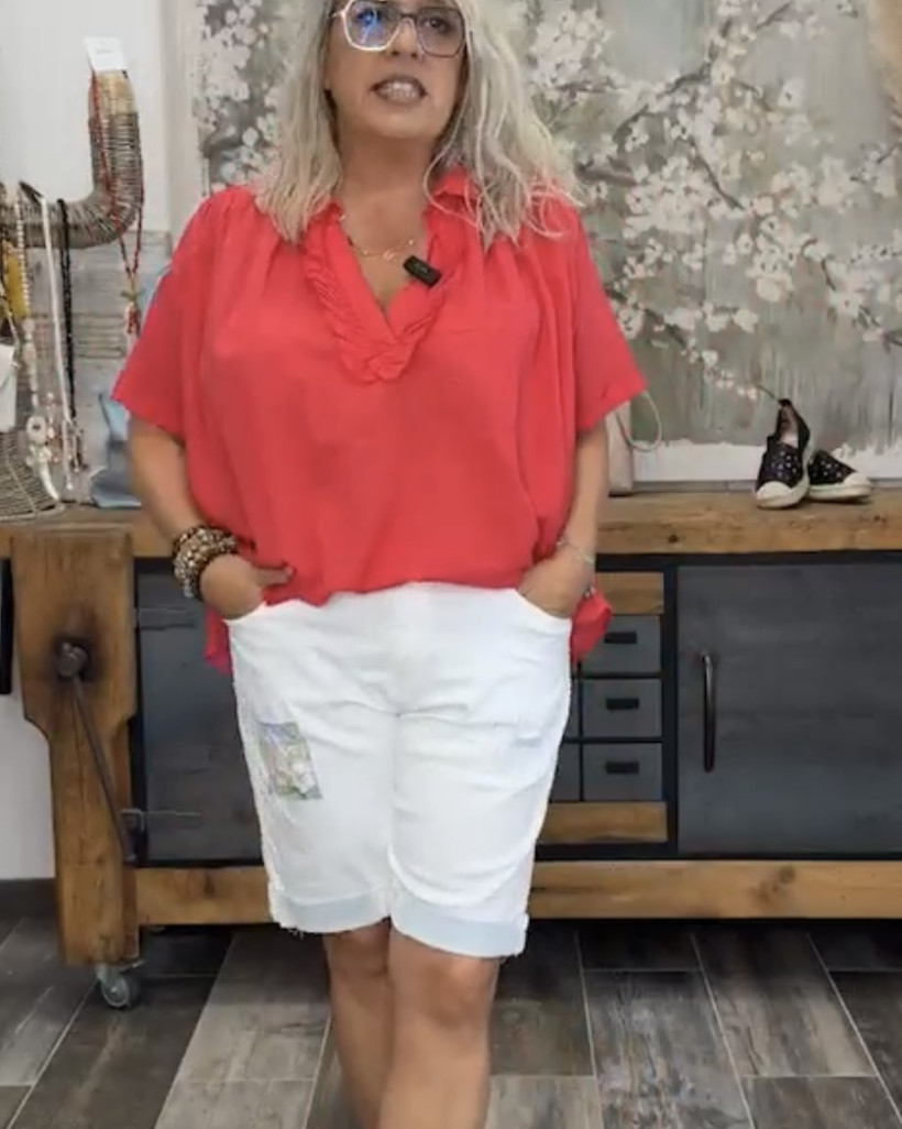 Ref 4893 - Short denim Ecru du 36 au 46