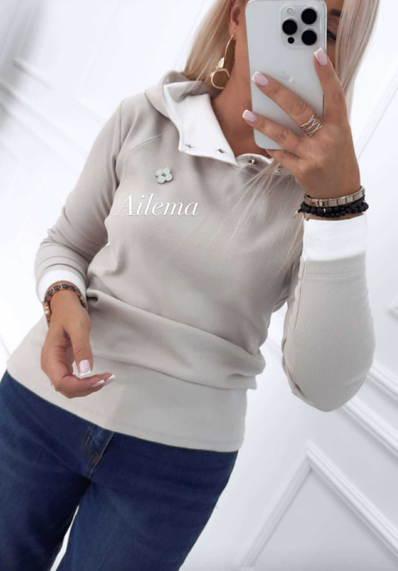 Bluza Megi B1275 z kapturem. prążek