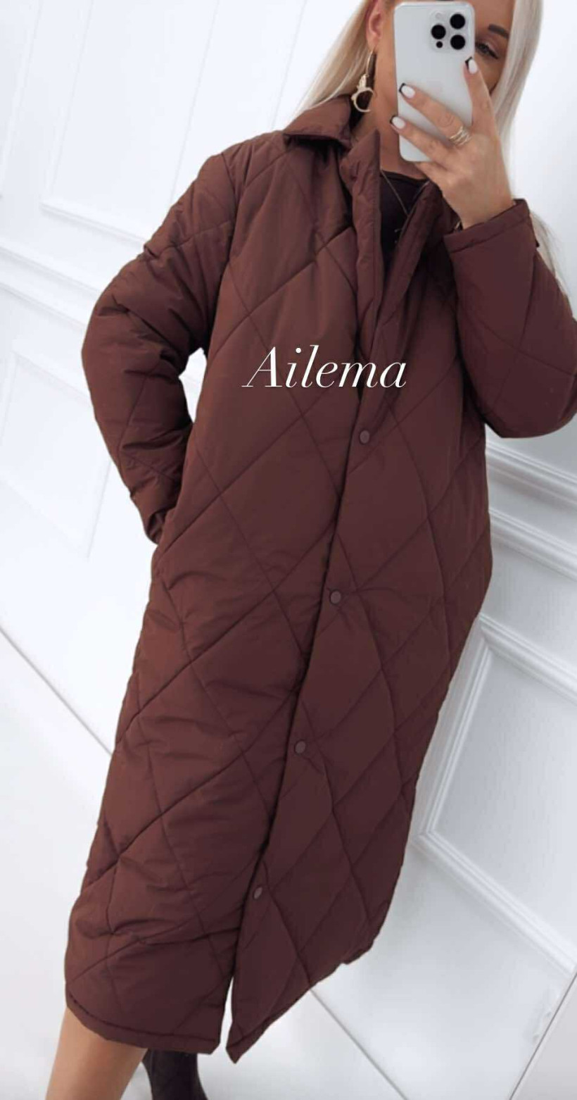 WYPRZEDAŻ Długa kurtka pikowana na stójce 5M3362