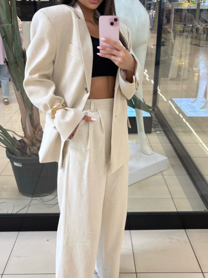 Komplet garniturowy lniany - Beż