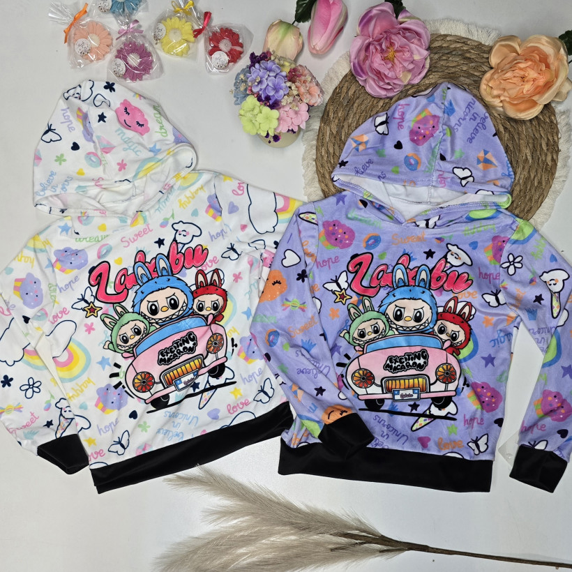 Bluza lafufu z kapturem przez głowe fiolet