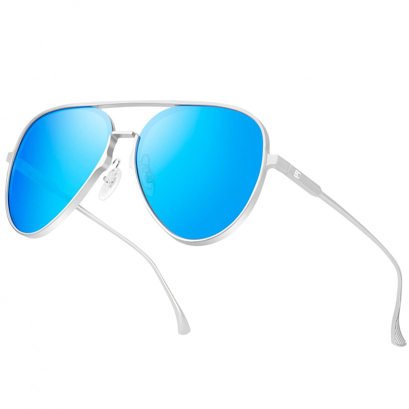 Bircenpro Okulary przeciwsłoneczne lustrzanki aviatorki niebieskie