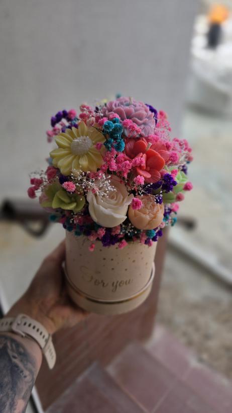 Box flowerbox Świece sojowe podziekowanie prezent