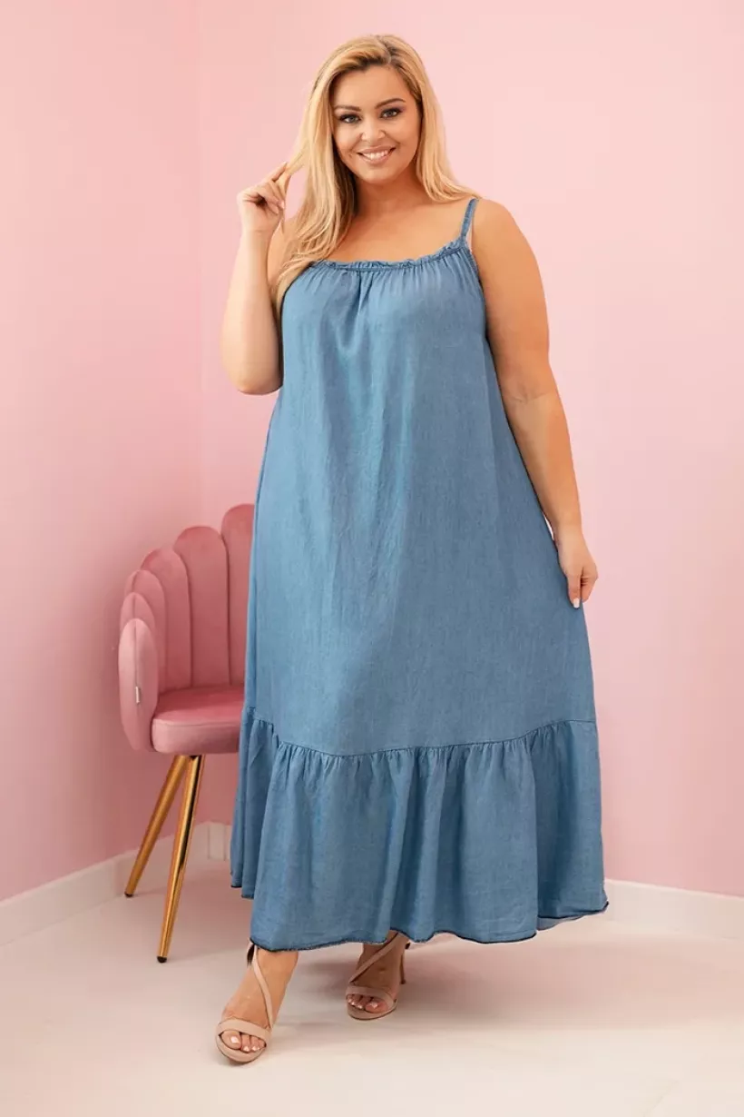 Sukienka damska Plus Size na ramiączkach z falbaną c.jeans