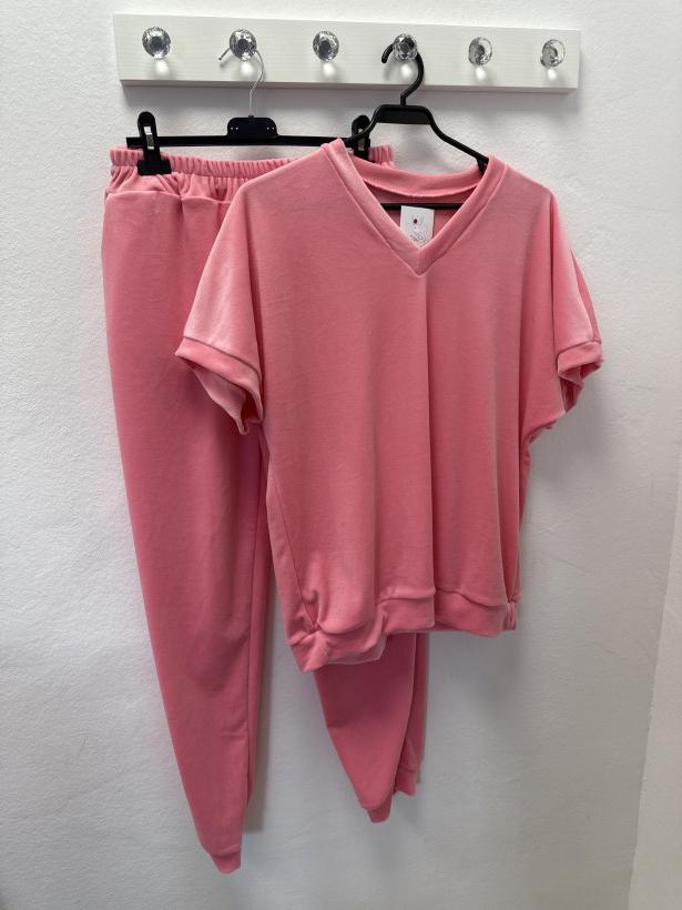 KOMPLET WELUROWY DEKOLT W SEREK BRZOSKWINIA