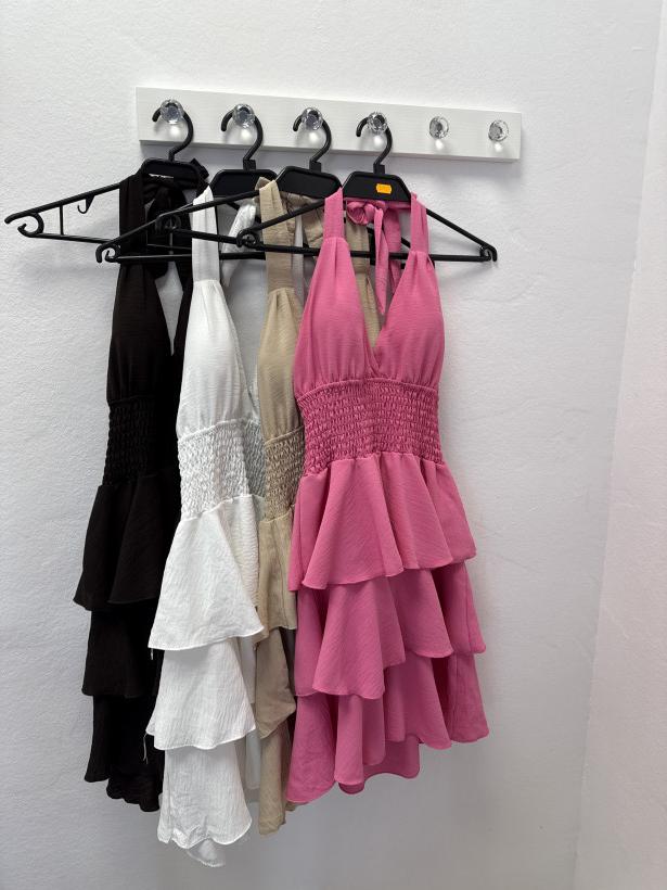 SUKIENKA WIĄZANA PLECY, FALBANY