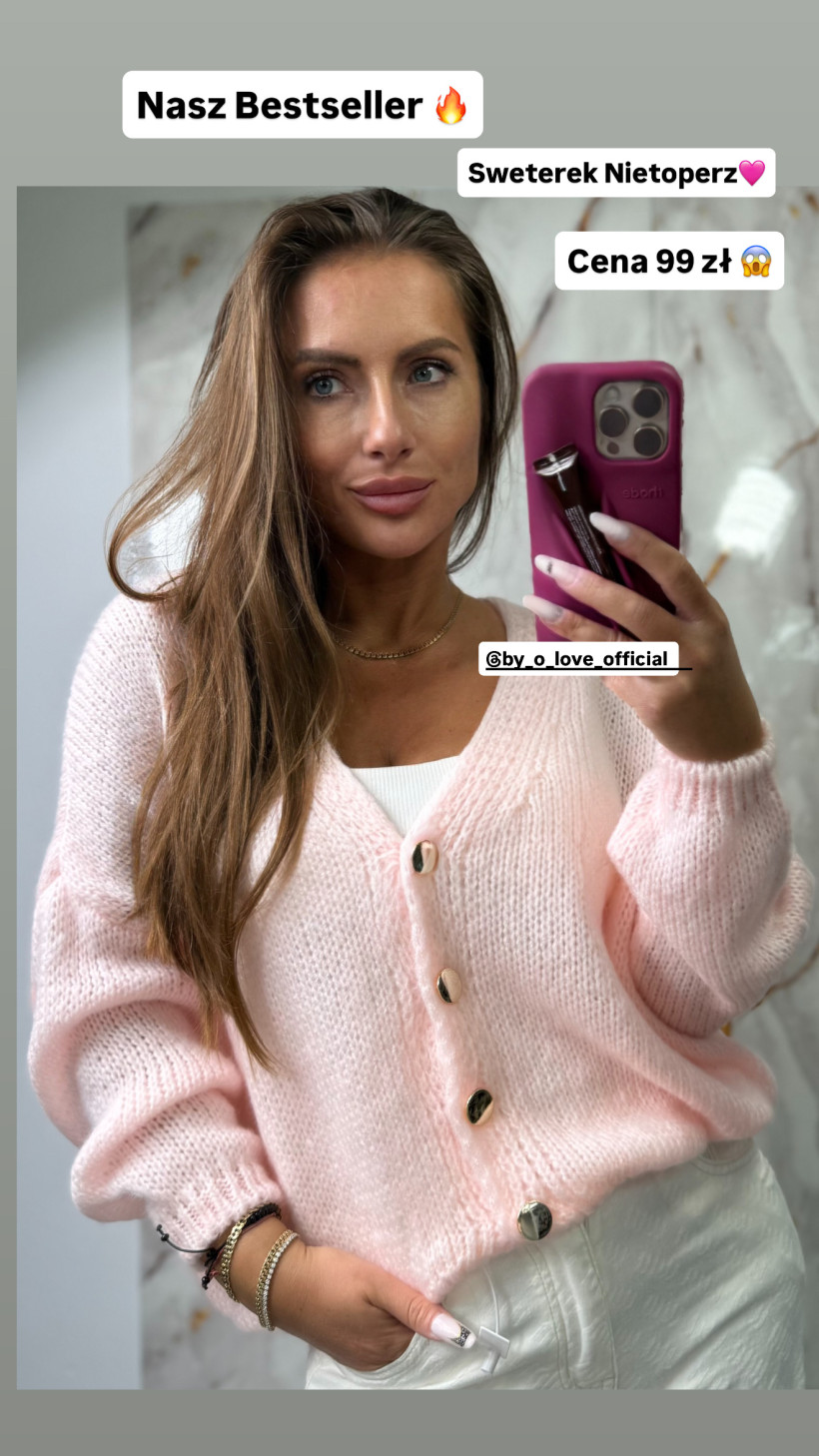 Sweter Chmurka Nietoperz puder