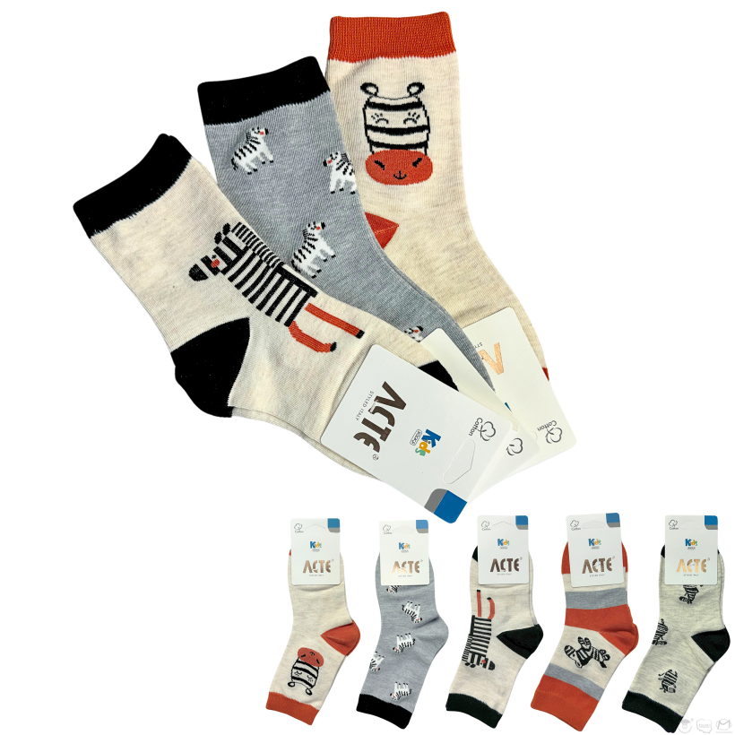 SKARPETKI 3-PAK MULTIKOLOR ZEBRY